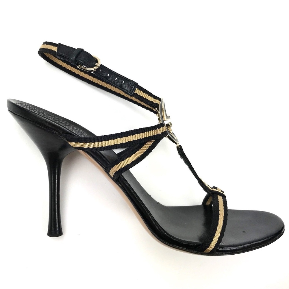 Gucci GG Logo Open Toe Stiletto Sandal Heel Sz 9 - Picture 3 of 8